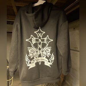 Black hoody tribal cross design L